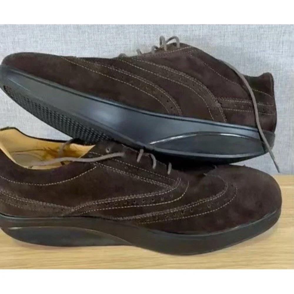 MBT Isimo Men's Dark Brown Suede Wingtip Oxford Rocker Bottom Shoes
